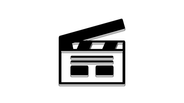 Ícone Cinema Indiano Bollywood Preto Isolado Fundo Branco Palmas Filme — Vídeo de Stock