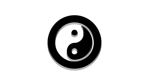 Black Yin Yang Simbolo Armonia Equilibrio Icona Isolata Sfondo Bianco — Video Stock