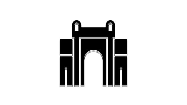 Black India Gate New Delhi India Icon Isolated White Background — Stock video