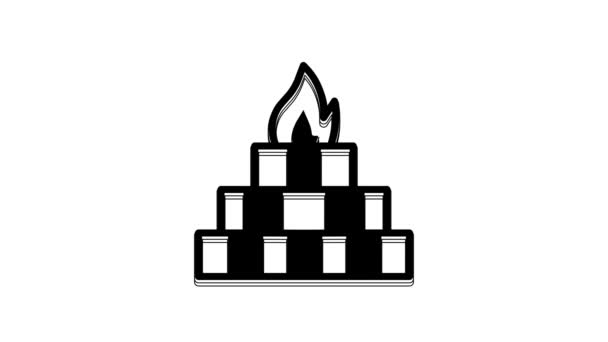 Black Yagna Icon Isolated White Background Video Motion Graphic Animation — Stok video