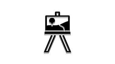 Black Wood easel or painting art boards icon isolated on white background. 4K Video motion graphic animation.