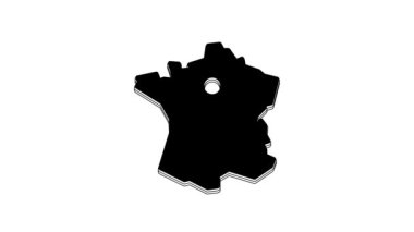 Black Map of France icon isolated on white background. 4K Video motion graphic animation.