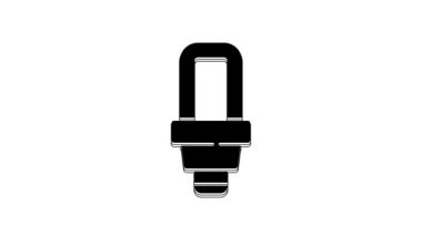 Beyaz arkaplanda siyah LED ampul simgesi izole edildi. Ekonomik LED ışıklı ampul. Enerji lambasını sakla. 4K Video hareketli grafik canlandırması.