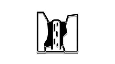 Black Algar waterfall icon isolated on white background. Region Alicante. Spain. 4K Video motion graphic animation.