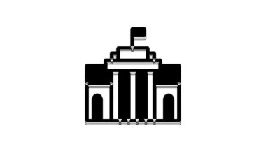 Black Prado museum icon isolated on white background. Madrid, Spain. 4K Video motion graphic animation.