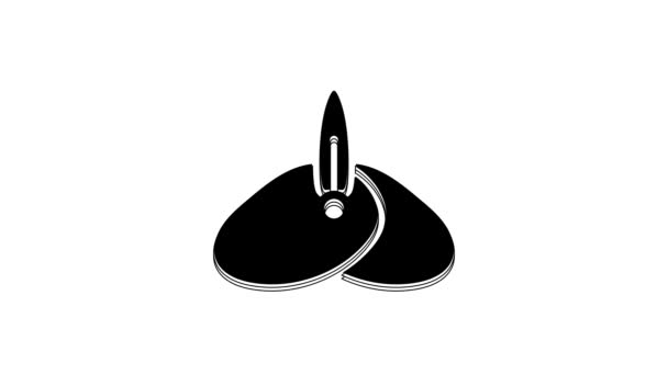 Turbante Tocador Indio Negro Con Icono Pluma Aislado Sobre Fondo — Vídeo de stock