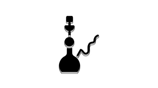 Black Hookah Icon Isolated White Background Video Motion Graphic Animation — Video Stock