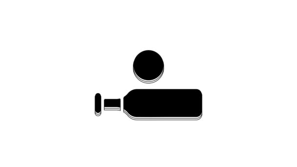 Black Wood Cricket Bat Ball Icon Isolated White Background Video — Video Stock