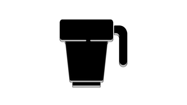 Svart Kaffe Kopp Ikon Isolerad Vit Bakgrund Tekopp Varmt Dricka — Stockvideo