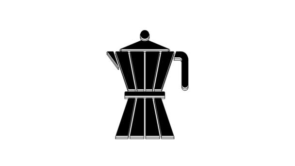 Черный Кофе Moca Горшок Значок Изолированы Белом Фоне Видеографическая Анимация — стоковое видео