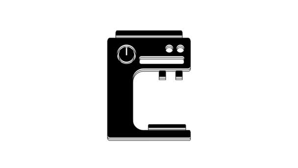 Ícone Máquina Café Preto Isolado Fundo Branco Animação Gráfica Movimento — Vídeo de Stock