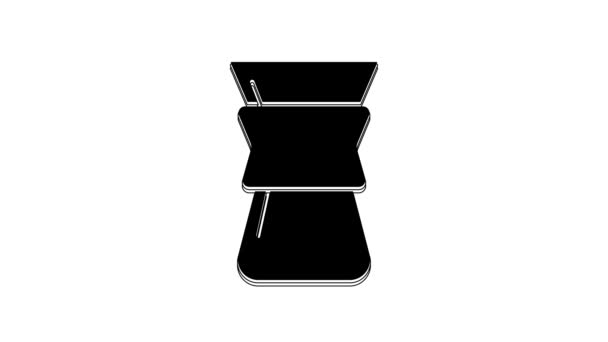Black Pour Coffee Maker Icon Isolated White Background Alternative Methods — 图库视频影像