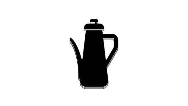 黑色茶壶图标孤立在白色背景 4K视频运动图形动画 — 图库视频影像