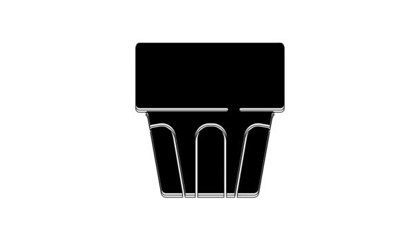 白い背景に水のアイコンとブラックガラス ソーダドリンクグラス 新鮮な冷たい飲み物のシンボル 4Kビデオモーショングラフィックアニメーション — ストック動画