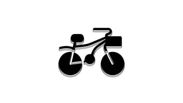 Icono Bicicleta Negra Aislado Sobre Fondo Blanco Carrera Bicicletas Deporte — Vídeos de Stock