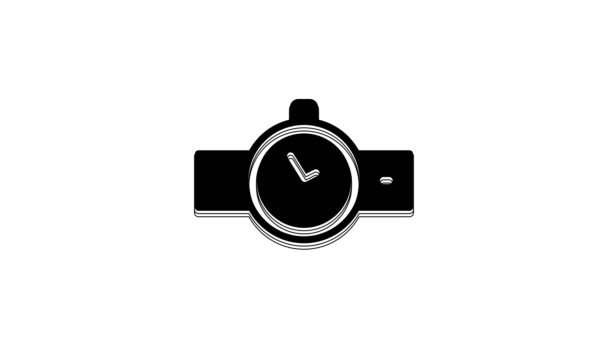Reloj Muñeca Negro Icono Aislado Sobre Fondo Blanco Icono Del — Vídeos de Stock