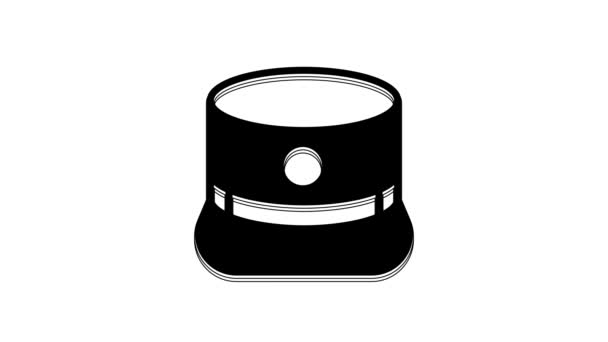 Black Kepi Icon Isolated White Background Cap Army Uniform Headgear — 图库视频影像