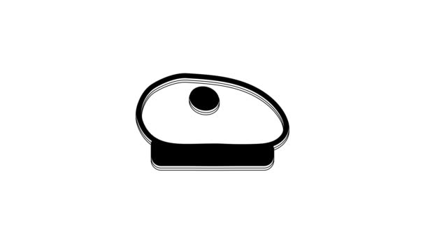 Black French Beret Icon Isolated White Background Video Motion Graphic — стоковое видео