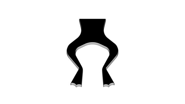 Black Frog Legs Icon Isolated White Background Video Motion Graphic — Stok Video