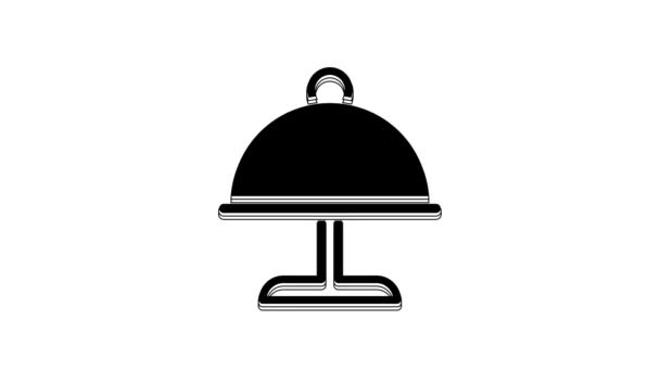 Black Covered Tray Food Icon Isolated White Background Tray Lid — Stock Video