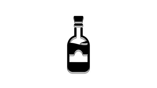 Black Bottles Wine Icon Isolated White Background Video Motion Graphic — Stock video