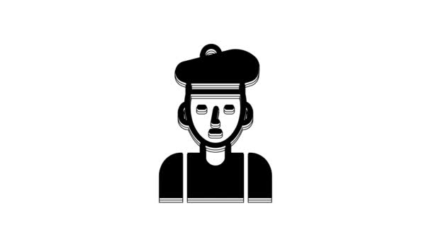 Икона Черного Француза Белом Фоне Видеографическая Анимация — стоковое видео