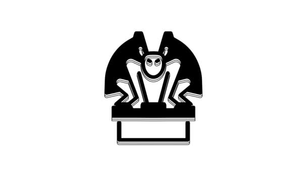 Gárgola Negra Sobre Icono Pedestal Aislado Sobre Fondo Blanco Animación — Vídeos de Stock