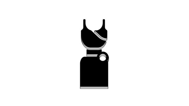 白の背景に隔離された黒の女性のドレスアイコン 服のサインだ 4Kビデオモーショングラフィックアニメーション — ストック動画