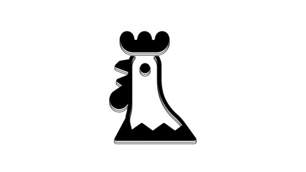 Black French Rooster Icon Isolated White Background Video Motion Graphic — стоковое видео