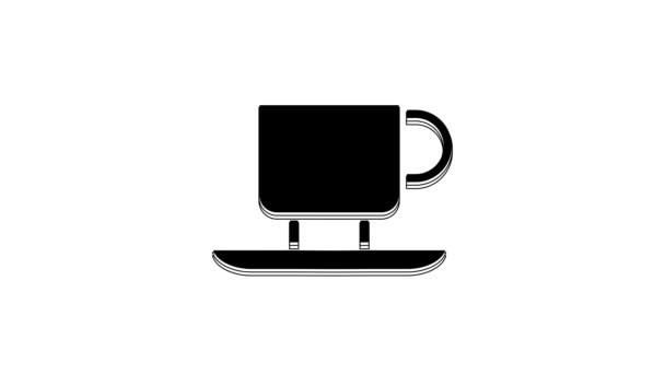 Svart Kaffe Kopp Ikon Isolerad Vit Bakgrund Tekopp Varmt Dricka — Stockvideo