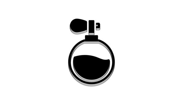 Fekete Parfüm Ikon Elszigetelt Fehér Háttérrel Videó Mozgás Grafikus Animáció — Stock videók