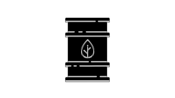 Black Bio Fuel Barrel Icon Isolated White Background Eco Bio — Stock video