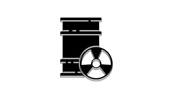 Black Radioactive Waste Barrel Icon Isolated White Background Toxic Refuse — Vídeo de Stock