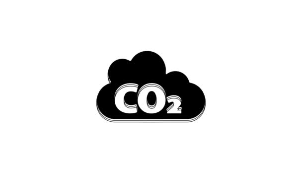 Černé Emise Co2 Cloudové Ikoně Izolované Bílém Pozadí Vzorec Oxidu — Stock video