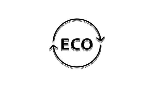 Czarny Sztandar Etykieta Etykieta Logo Ekologicznej Ikony Zdrowej Żywności Białym — Wideo stockowe