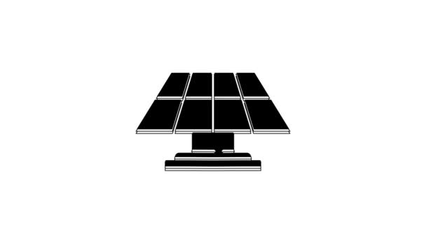 Icono Del Panel Energía Solar Negro Aislado Sobre Fondo Blanco — Vídeos de Stock