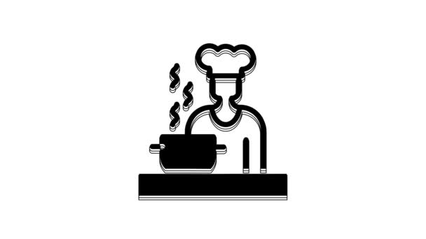Black Spanish Cook Icon Isolated White Background Video Motion Graphic — ストック動画