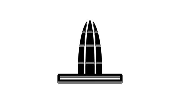 Black Agbar Tower Icon Isolated White Background Barcelona Spain Video — 비디오