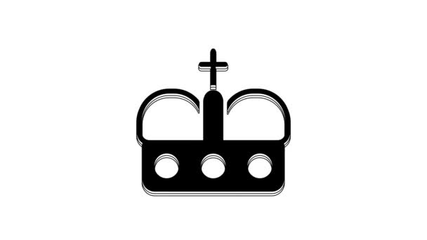 Black Crown Spain Icon Isolated White Background Video Motion Graphic — Stok video