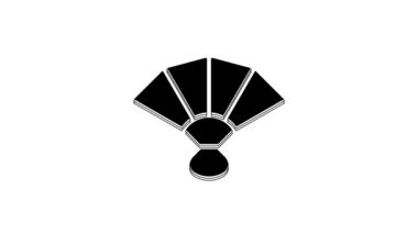 Black Fan flamenco accessory icon isolated on white background. 4K Video motion graphic animation.