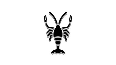 Black Lobster icon isolated on white background. 4K Video motion graphic animation.