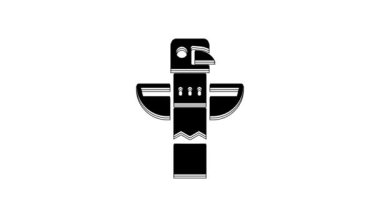 Black Canadian totem pole icon isolated on white background. 4K Video motion graphic animation.