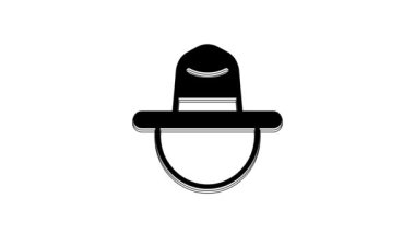Black Canadian ranger hat uniform icon isolated on white background. 4K Video motion graphic animation.