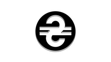 Black Ukrainian hryvnia icon isolated on white background. 4K Video motion graphic animation.