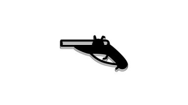 Black Vintage pistols icon isolated on white background. Ancient weapon. 4K Video motion graphic animation.