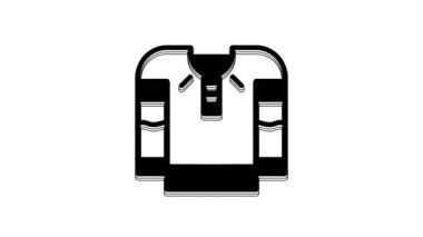 Black Embroidered shirt icon isolated on white background. National ukrainian clothing. 4K Video motion graphic animation.