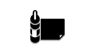 Black Roll of paper icon isolated on white background. 4K Video motion graphic animation.