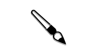 Beyaz arkaplanda siyah boya fırçası simgesi izole edildi. 4K Video hareketli grafik canlandırması.