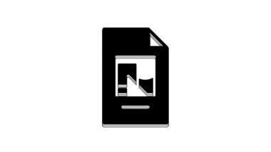 Black File document with illustration icon isolated on white background. Checklist icon. Business concept. 4K Video motion graphic animation.