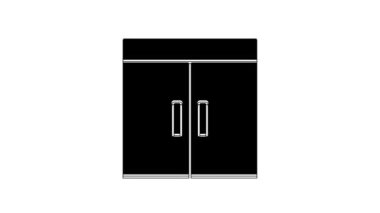 Siyah Gardırop simgesi beyaz arka planda izole edildi. 4K Video hareketli grafik canlandırması.